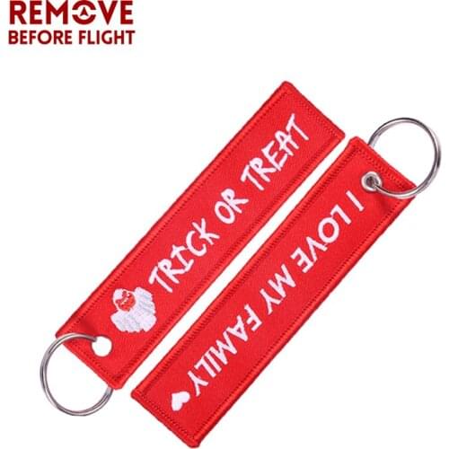 Halloween Gift Keychain Wholesale Fashion Red Woven Tag Car Key Ring Awesome Ghost Pattern Key Chain Chaveiro Motorcycle KeyRing