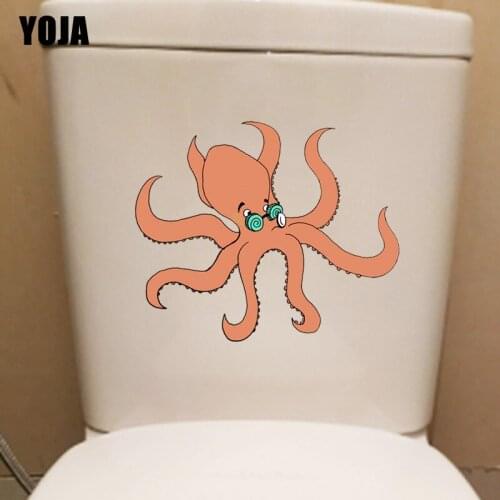 YOJA 23*19CM Fashion Octopus Kids Bedroom Home Decor Wall Sticker Toilet Decal Funny Cartoon T3-0837