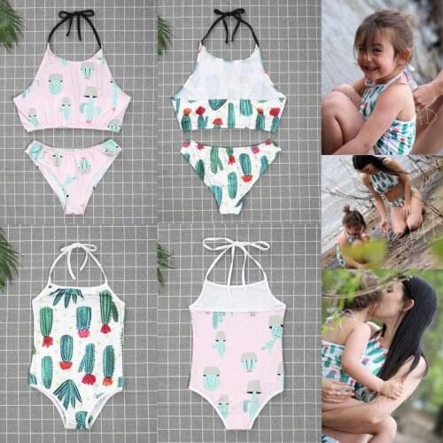 Fashion Family Matching Women Kids Girls Swimsuit Mother Daughter Bikini Swimwear Outfit Mother And Daughter Clothes Sleeveless