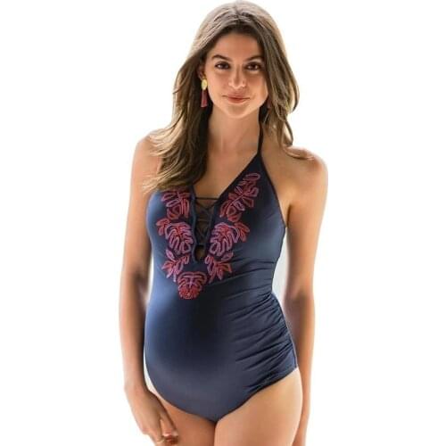 Female Bathing Suit Ma'am Sexy Bodysuit Pregnancy Solid Printing Beachwear One Piece Swimwear For Pregnant Womens Swimsuits Hot