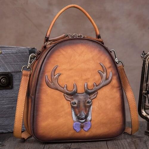 Vintage Handmade Leather Womens Backpack Female Small Backpacks Shoulder Bag 2020 New Inside Zip Pocket Mobile Phone Bags