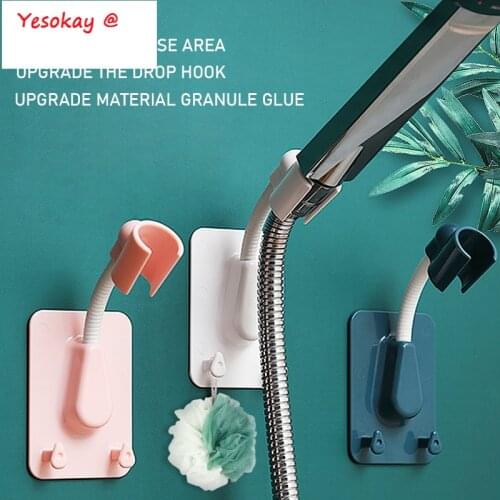 360° Shower Head Holder Adjustable Self-Adhesive Showerhead Bracket Wall Mount With 2 Hooks Stand SPA Bathroom Universal ABS 1pc