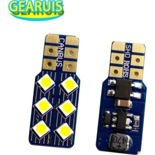 100pcs T10 1W LED Bulb IC W5W 80MA 6 smd 3030 LED Car Auto Led License Plate Light Car Door Led Reverse Lens Bulbs White AC 12V