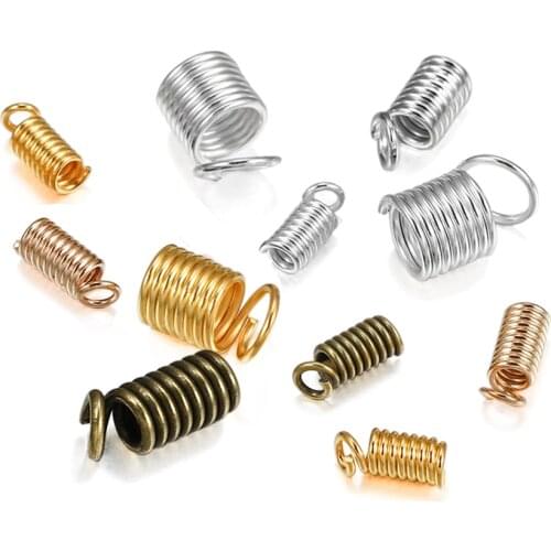 100pcs/lot Metal Spring Crimp Clasps Leather Ends Fastener End Caps Connectors For DIY Bracelet Necklace Jewelry Making Supplies