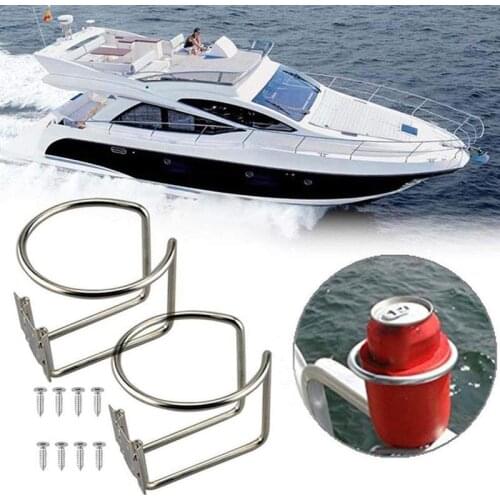 2Pcs Stainless Steel Drink Bottle Can Cup Holder Boat Marine Yacht Camper Van Ring Motorcycle Cup Holder RV Cup Holder