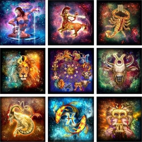 Diamond Embroidery Lion 5D DIY Square/Round Diamond Painting Constellation Cross Stitch Kit Picture of Rhinestones Home Decor