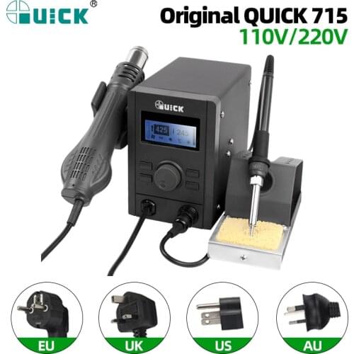 QUICK 715 Electric Heating Tools 2 in 1 Hot Air Gun and Soldering Iron Digital Display Soldering Station Heat Gun Soldering Tool