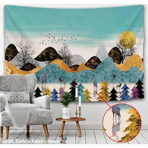 Color Big Moon Snow Mountain Sky Night Scenery Hanging Wall Tapestry Hippie Retro Yoga Beach Towel Home Decor Geometric Woven