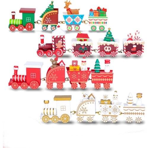 Wooden Christmas Train Children Christmas Gift White Christmas Decoration New Year Decorations Red Green White DEC581