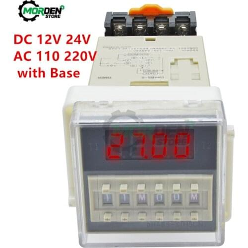 DH48S-S DC 12V 24V AC 110 220V Digital Programmable Double Time Delay Relay Voltage Cycle Timing Timer Relay Module with Base