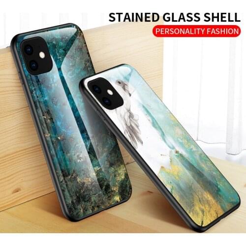 For iPhone 11 Pro Max 11 Pro XS XR X Marble Tempered Glass Back Phone cover for iPhone 8 Plus 7 6 6S Plus 5 5S SE cases coque