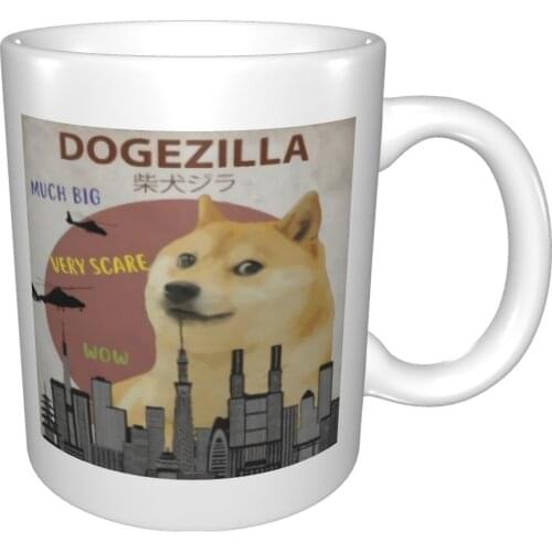 Dogezilla Funny Doge Meme Giant Shiba Inut 2021 New Mug Coffee Cup Coffee Mug Vase Kawaii Vikings