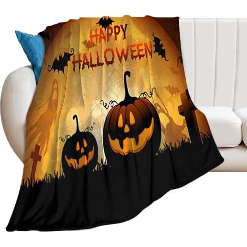 Halloween Blanket Flannel Blanket Halloween Decoration Black Bat Pumpkin, Sofa Bedroom