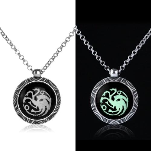 Geometric Circle Luminous Animal Retro Dragon Shield Pendant Necklace Love Woman Mother Girl Gift Wedding blessing Jewelry