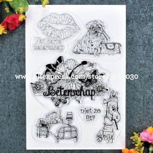 Dutch Van harte beterschap Scrapbook DIY photo cards rubber stamp clear stamp transparent stamp 11x15.5cm 8071356