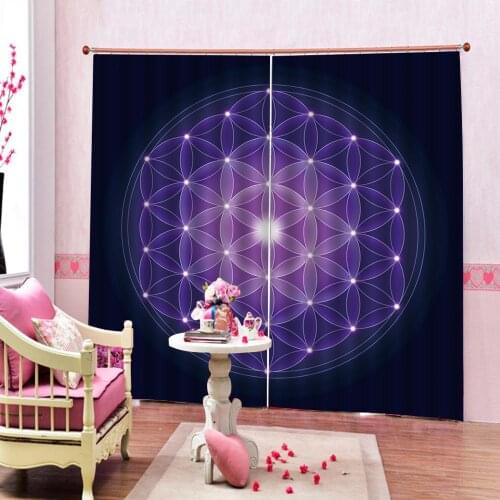 Customized Geometric image Decor Curtain stereoscopic Abstract with Circles Flower and Triangles Image Blackout Drapes Decor