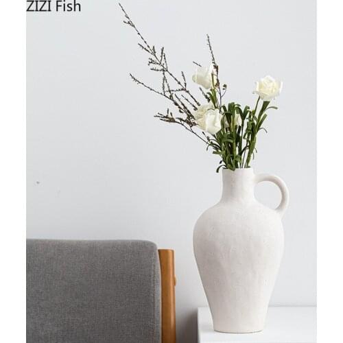 Modern Decor Ceramic Vase White Porcelain Flower Pots Decorative Floral Vases Artificial Flowers Flower Arrangement Decoration