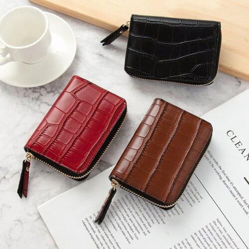 Crocodile Pattern Business Card Holder Men Pu Leather Credit Card Wallet Bag Women Zipper Credit/id/bank Card Holder Case Purse