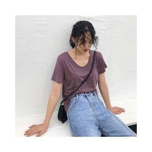 Tops T Shirt Red Women Short Sleeve Tshirt fuchsia