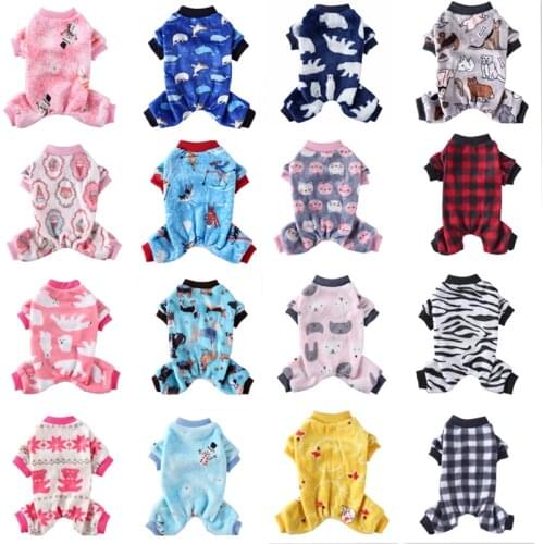 Cute Small Dogs Pajamas For Pet Dogs Cat Clothes Puppy Jumpsuit For Dog Coat For Chihuahua Pomeranian Dogs Print Clothing Shirt