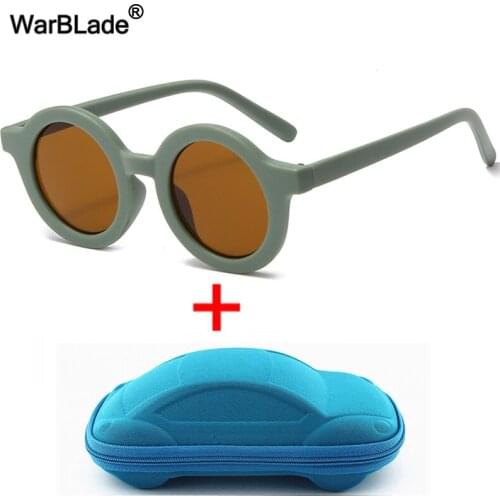 WarBLade Fashion Round Kids Sunglasses Boys Girls Vintage Sun Glasses UV400 Protection Classic Children Baby Eyewear With Case