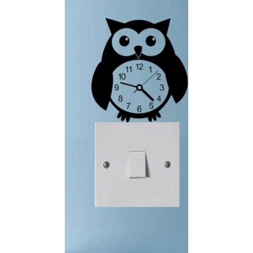 Wall Stickers Vinyl Decal Funny Owl Bird Clock Switch Decor for Kids Room 3SS0152