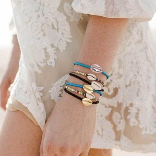 2020 New Silver-color Gold-color Cowrie Shell Charming Bracelet Handmade Beach Summer Women Bohemian African Bead Bangle Gift
