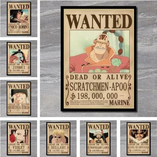 One Piece Wanted Choppe Japanese Cartoon Comic kraft paper bar Retro Poster decorative paintin