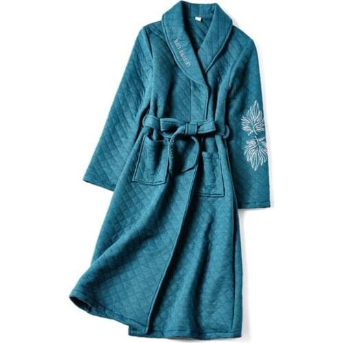 Autumn Winter Pure Cotton Thick Robe Bathrobes Mens Womens Casual Home Clothes Warm Pajamas Skin-friendly Natural Comfortable
