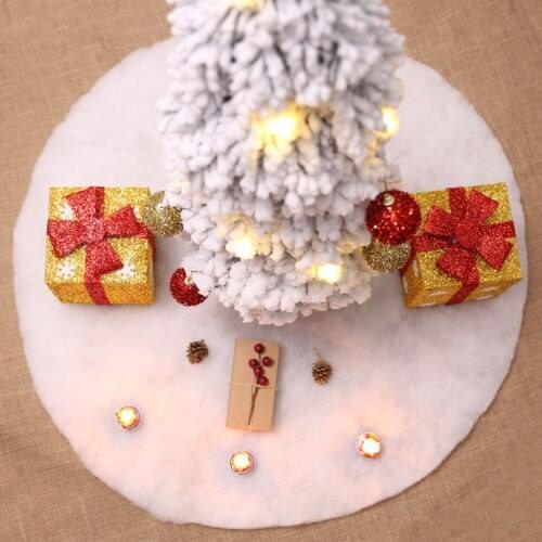 60cm Snow Plush Christmas Tree Skirts Cloth Base Floor Mat Cover XMAS Party Decoration Floor Mat Cover Ornaments Slipcover Decor