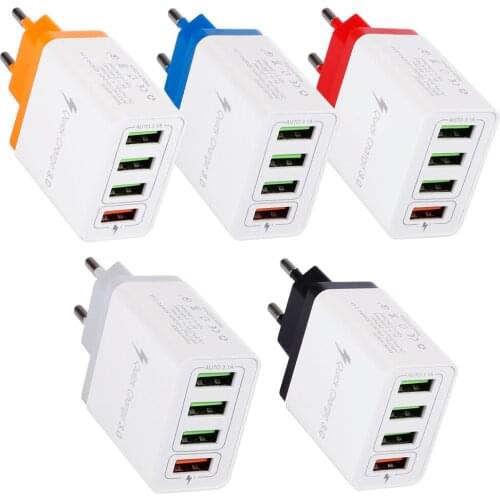 4 Port USB charger Fast Quick Charging Wall Charger QC 3.0 USB Hub Power Adapter EU/US Plug 4 USB charger for moblie phone FS
