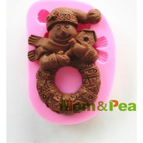 Mom&Pea 0451 Free Shipping Christmas Snowmn Shaped Silicone Mold Cake Decoration Fondant Cake 3D Mold Food Grade Silicone Mould