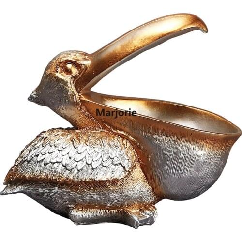 2020 Resin Pelican Figurines Key Holder Entrance Home Accessories Storage Animal Ornament New Year Gift Craft&art 22CM