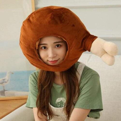 Cute Cartoon Chicken Leg Bread Dumpling Bun Soft Plush Doll Headgear Hat Baby Birthday Gift Girlfriend Sleeping Doll Toy