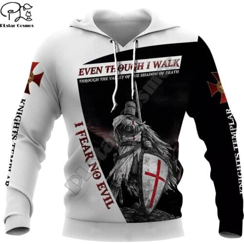 New men Knights Templar Print 3d hoodies funny soldier sweatshirt zipper jacket Unisex streetwear Casual Tracksuit pullover hood