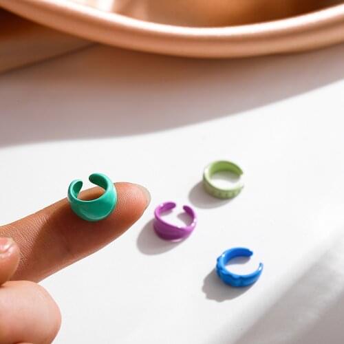 Korea Fashion Hand Painted Metal Clip on Earrings Set for Women Ear Cuff Fake Cartilage Earrings No Pierced Earclip Cute Jewelry