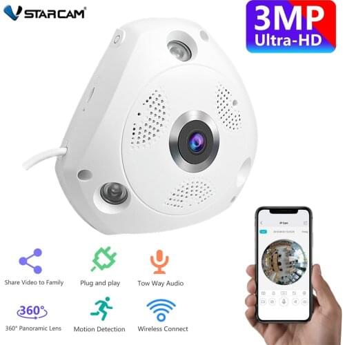Vstarcam C61S 360 Camera IP Fish Eye Panoramic 1080P WIFI CCTV 3D VR Video IP Cam Micro SD Card Audio Remote Home Monitoring
