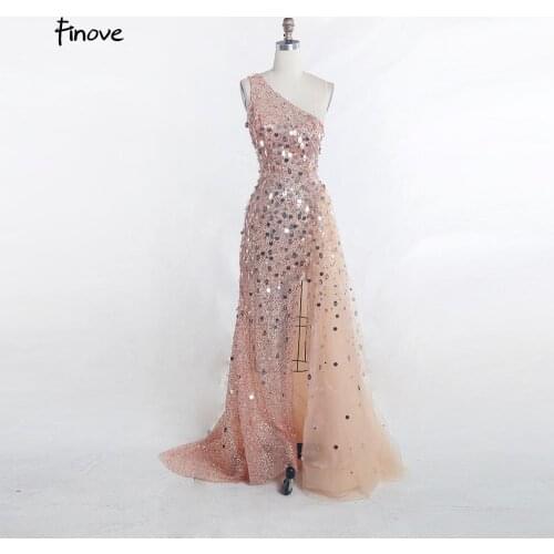 Finove 2020 Evening Dress One-Shoulder Beading With Sequined Long Floor Length Elegant Formal Dresses