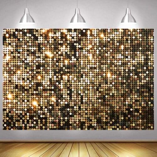 Gold Glitter 80s Mosaic Photo Backdrop 90s Disco Happy Party Record Dance Decor Hip Hop Photography Backgrounds Banner