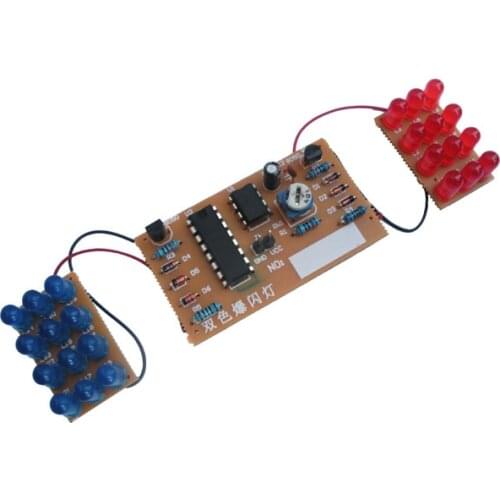 1. Introduction. This suite adopts simulation light circuit made with NE555 and CD4017,the blue LED and red LED flashed altern