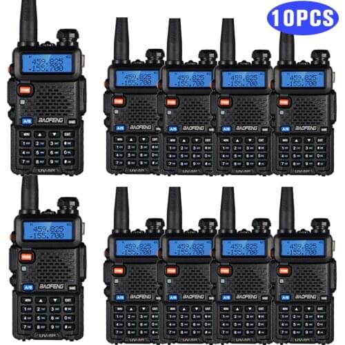 10PCS/Set Real 8W Baofeng UV 5R Walkie Talkie UV5R Dual Band FM Transceiver UV-5R Amateur Hunting Ham Radio Transmitter Intercom