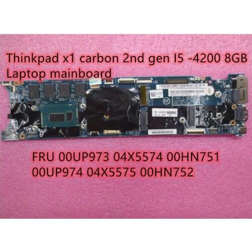 100% tested ok Lenovo Thinkpad X1 carbon 2nd Gen i5-4200 8GB Laptop Mainboard 00UP973 04X5574 00HN751 00UP974 04X5575 00HN72