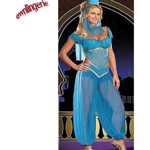 2017 hot sales Bule color belly dance princess fancy dress, burlesque genie costume and arabic for dancing costume w1093