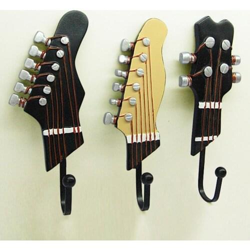 Retro 3pcs/Set Guitar Heads Hooks Music Home Resin Clothes Hat Hanger Movie Wall Hook For Home Decoration dropshipping#20