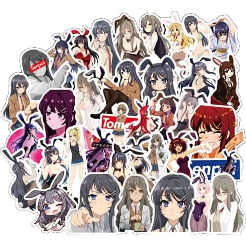 50PCS Japan Anime Sexy Cartoon Bunny Girl Stickers For Snowboard Laptop Luggage Fridge DIY Styling Vinyl Home Decor Stickers F4