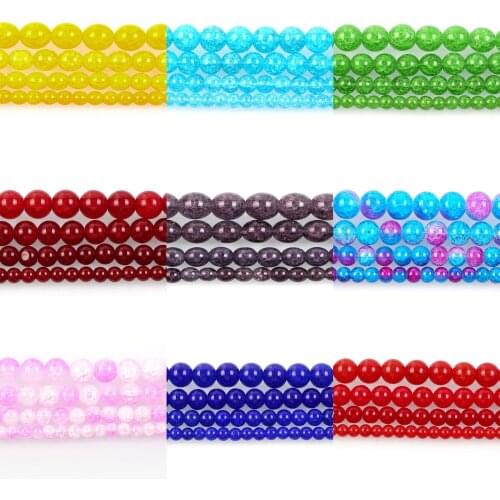 6-12mm Red Blue 7 Colors Round Cracked Crystal Stone Beads For Jewelry Making DIY Loose Spacer Bead Bracelet Necklace Hand made