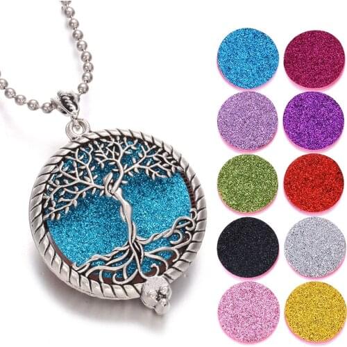 Tree of Life Aromatherapy Necklace Diffuser Jewelry Vintage Open Locket Pendant Essential Oil Perfume Aroma Diffuser Necklace