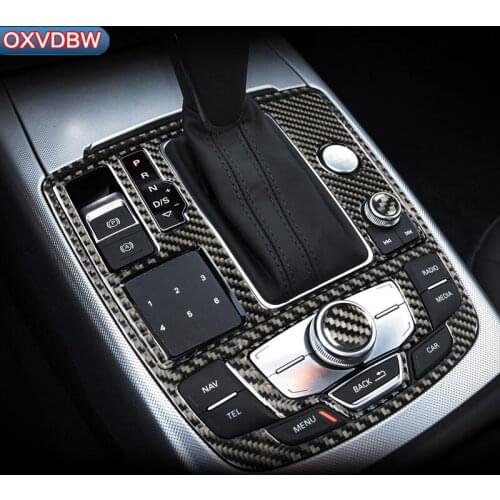 Car Accessories carbon fibre Gear Panel Shift Auto Sticker Decor For Audi A6 C7 interior trim 2011-2018 LHD RHD Car Styling