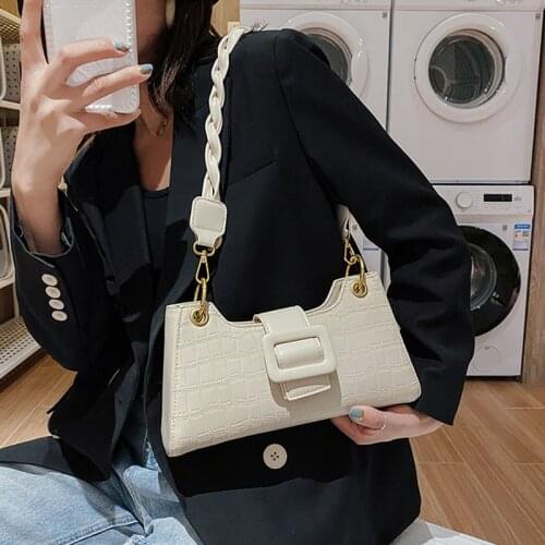 White Crossbody Bags for Women Leather Hobo Handbags Small Tote Bag Female Stone Pattern Shoulder Messenger Bags Sac Femme 2020
