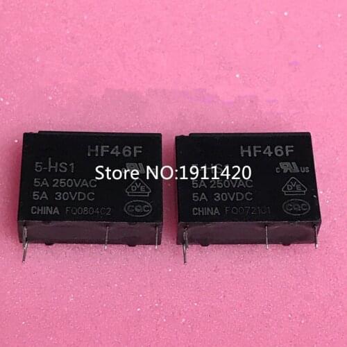 Free shipping 50pcs/lot HF46F 5-HS1 5VDC 5V 5A250VAC DIP4 5A Best quality
